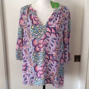 Papagallo V neck 3/4 sleeve Tunic Small